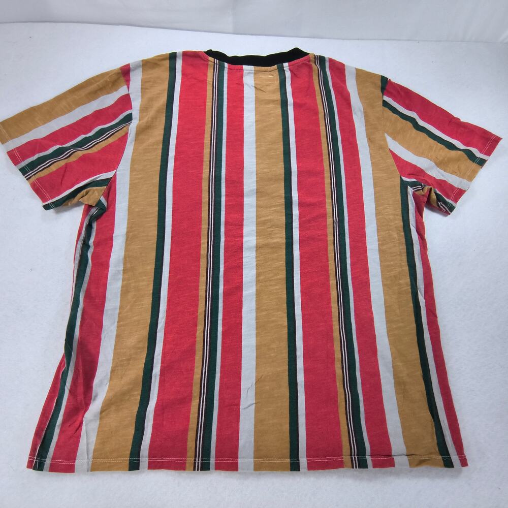Guess Casual Striped Short Sleeve Crew Neck T Shirt Mens Size XL Red Green White - Picture 8 of 8